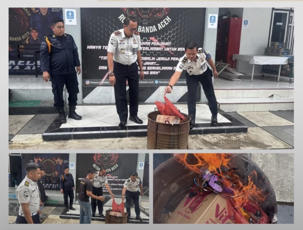 Komitmen Tegas Wujudkan Zero Halinar, Rutan Banda Aceh Musnahkan 51 Barang Sitaan Hasil Penggeledahan Triwulan III