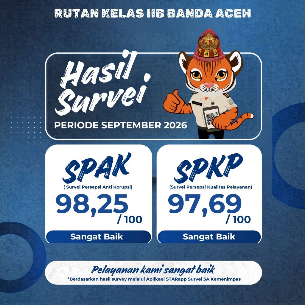 Transparansi Pelayanan Publik, Rutan Banda Aceh Rilis Hasil Survei SPKP dan SPAK September 2026 dengan Predikat Sangat Baik